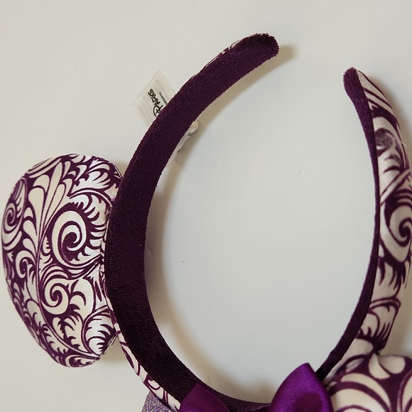Disney Parks Purple Crown Feather Jubilee Mini Mouse Holiday Ears & bow - Picture 5 of 6